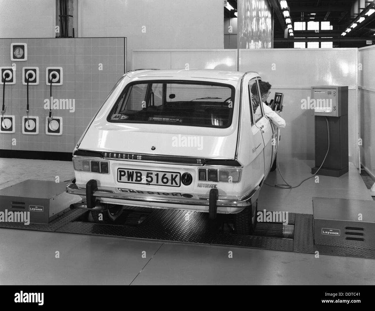 Renault 16 TL automatic on a Laycock brake testing machine, Sheffield, 1972. Artist: Michael Walters Stock Photo