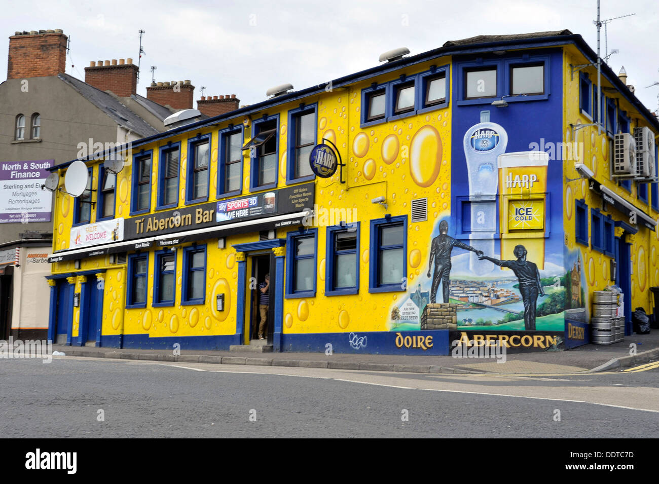 The Abercorn Bar, Abercorn Road, Derry, Londonderry, with its colourful painted exterior. Stock Photo