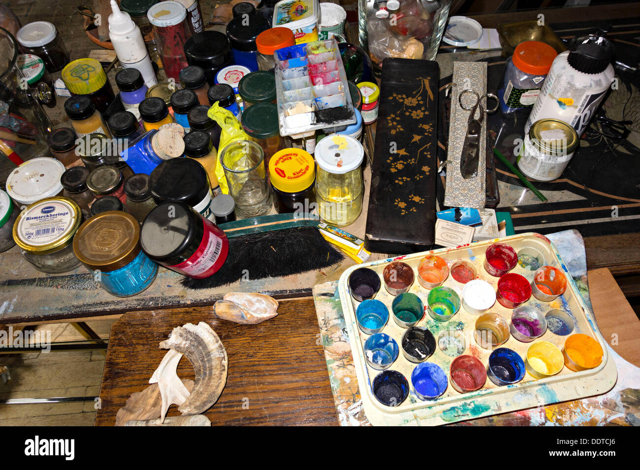 Assortment of used Artists Paints, Germany Stock Photo Alamy