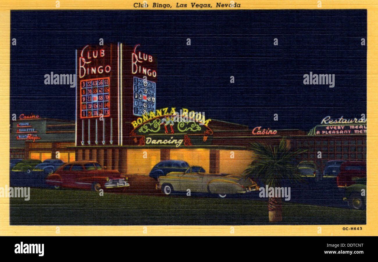 'Club Bingo, Las Vegas, Nevada', postcard, 1950. Artist: Unknown Stock Photo