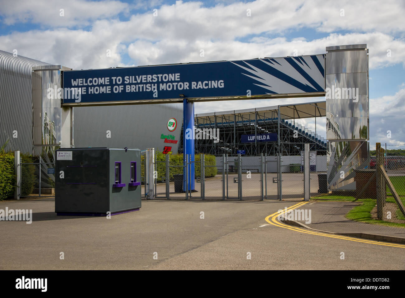 Entrance to Silverstone Racing Circuit in Towcester, England. Stock Photo