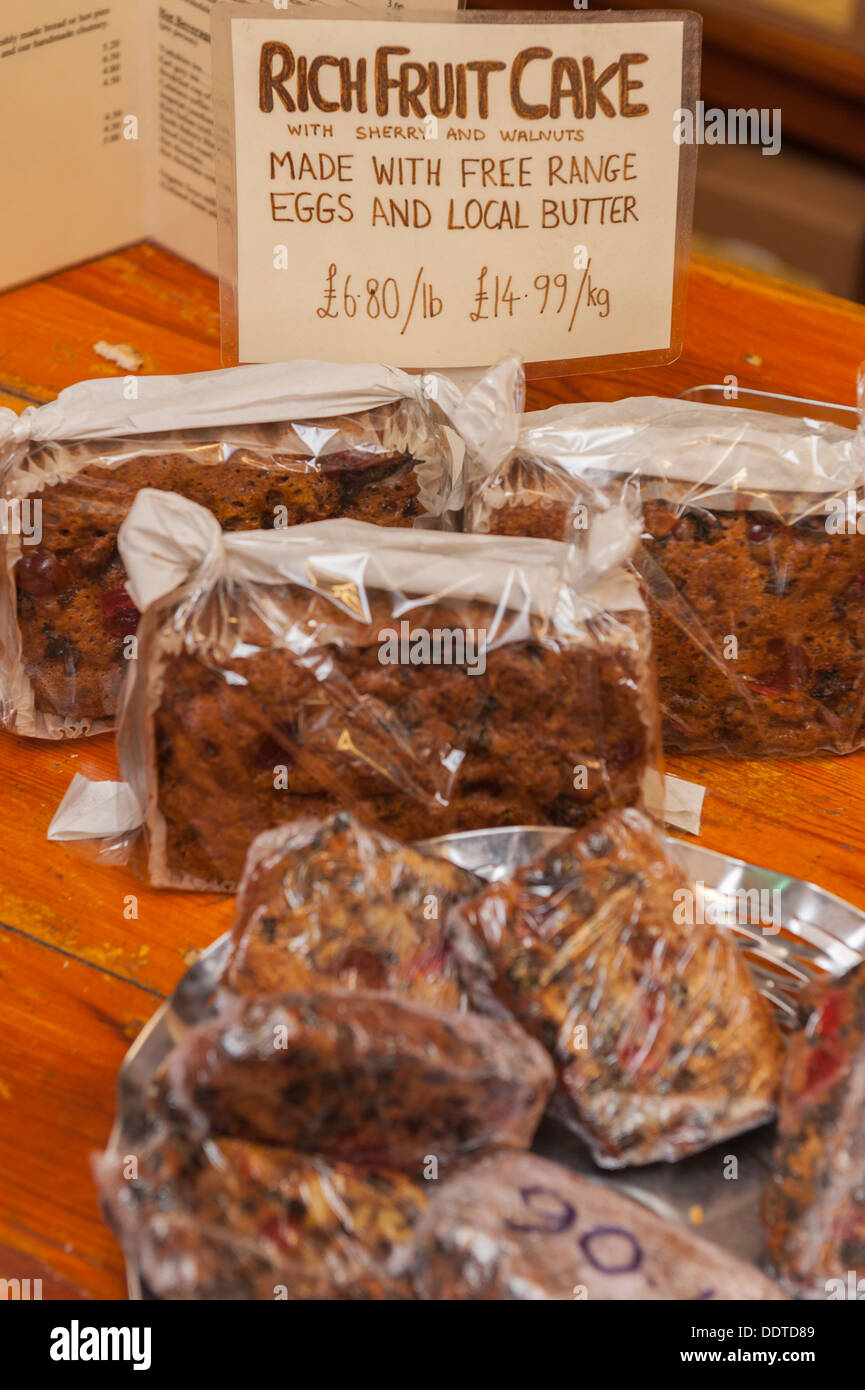 Home baked fruit cake for sale in the Reeth bakery in Reeth , North
