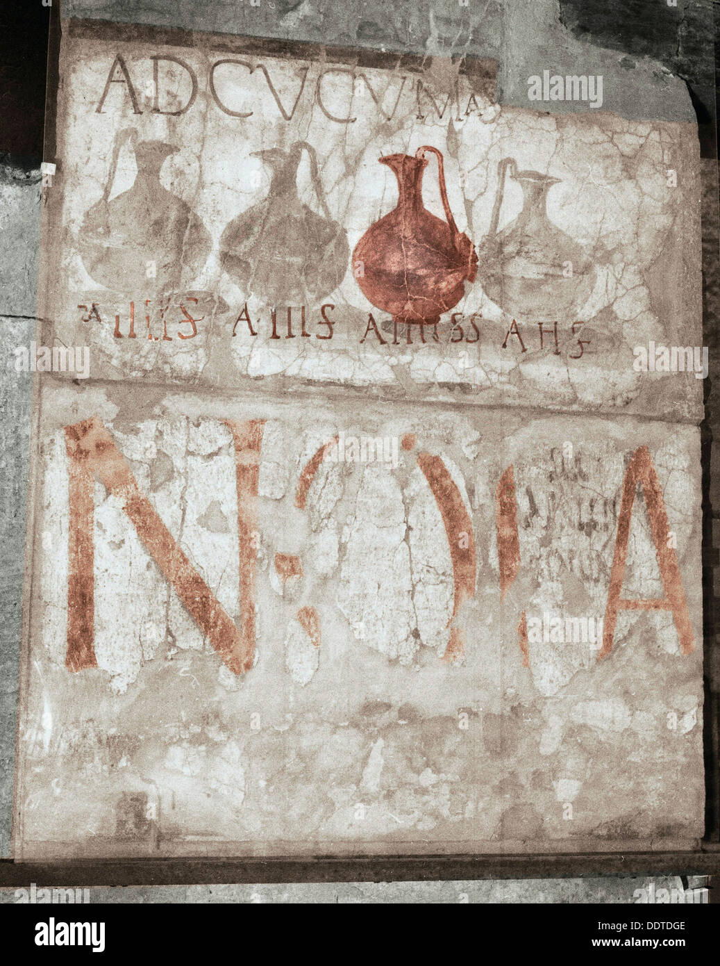 Roman wine shop sign, Herculaneum, Italy. Artist: Werner Forman Stock Photo