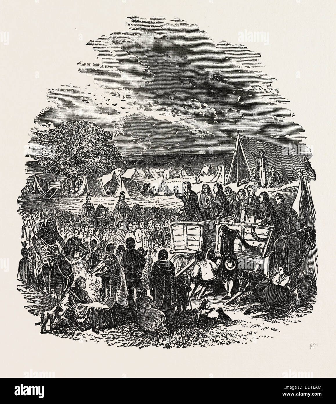 JOSEPH SMITH PREACHING IN THE WILDERNESS., THE MORMONS, 1851 engraving Stock Photo