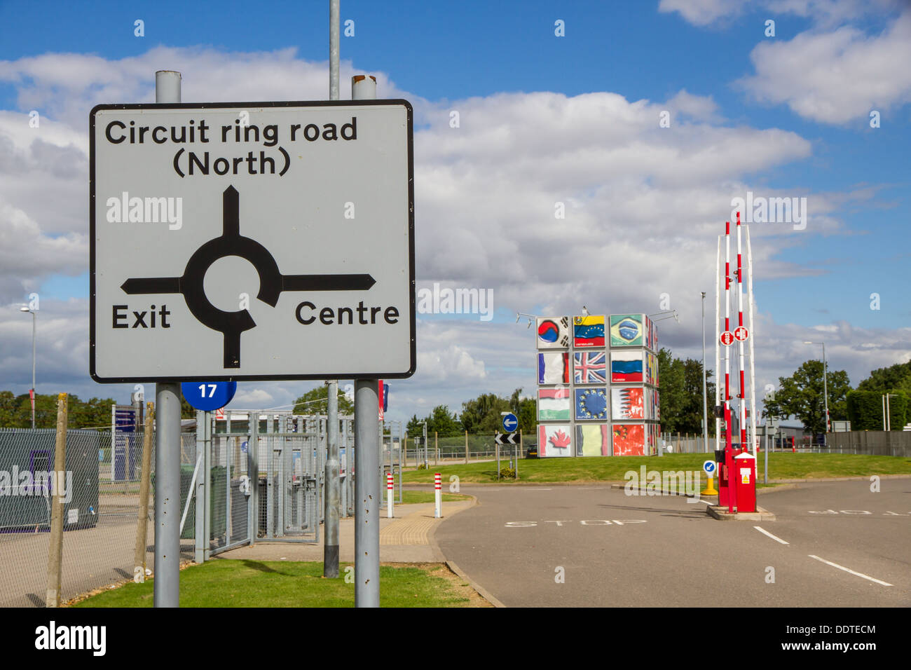 Road sign within Silverstone Racing Circuit Stock Photo