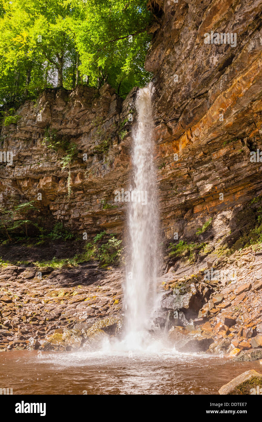 The Hardraw Force waterfall ( Englands highest unbroken waterfall ) near Hawes , Wensleydale , Yorkshire , England , Uk Stock Photo