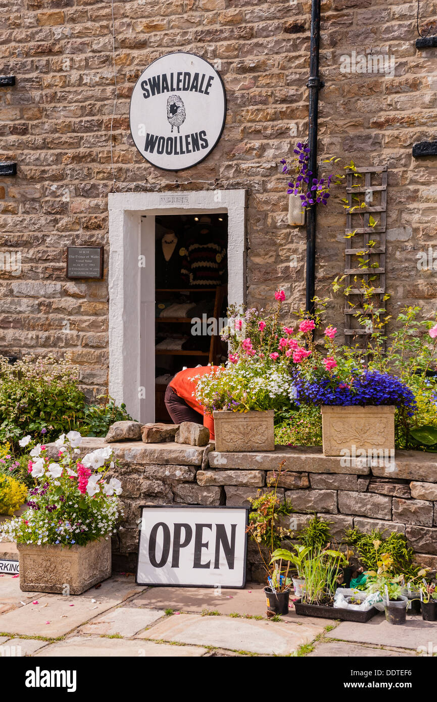The Swaledale woolens shop store at Muker in Swaledale , North Yorkshire , England, Britain, Uk Stock Photo
