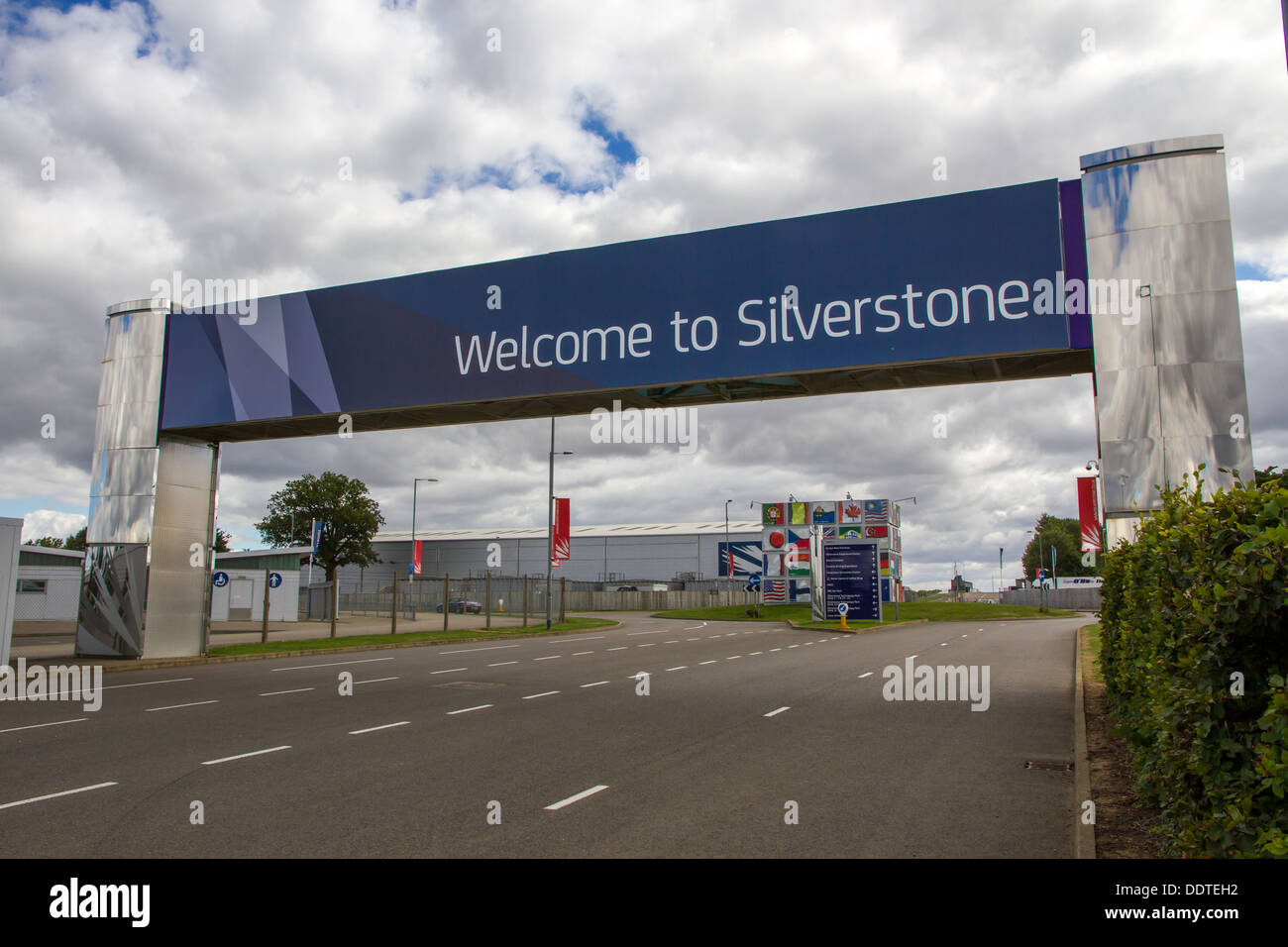 Main Entrance Sign at Silverstone Motor Racing Circuit Stock Photo