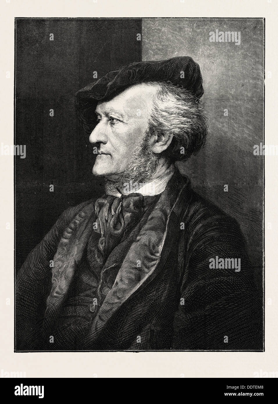 RICHARD WAGNER,1813-1883, MUSICAL COMPOSER, 1873 engraving Stock Photo