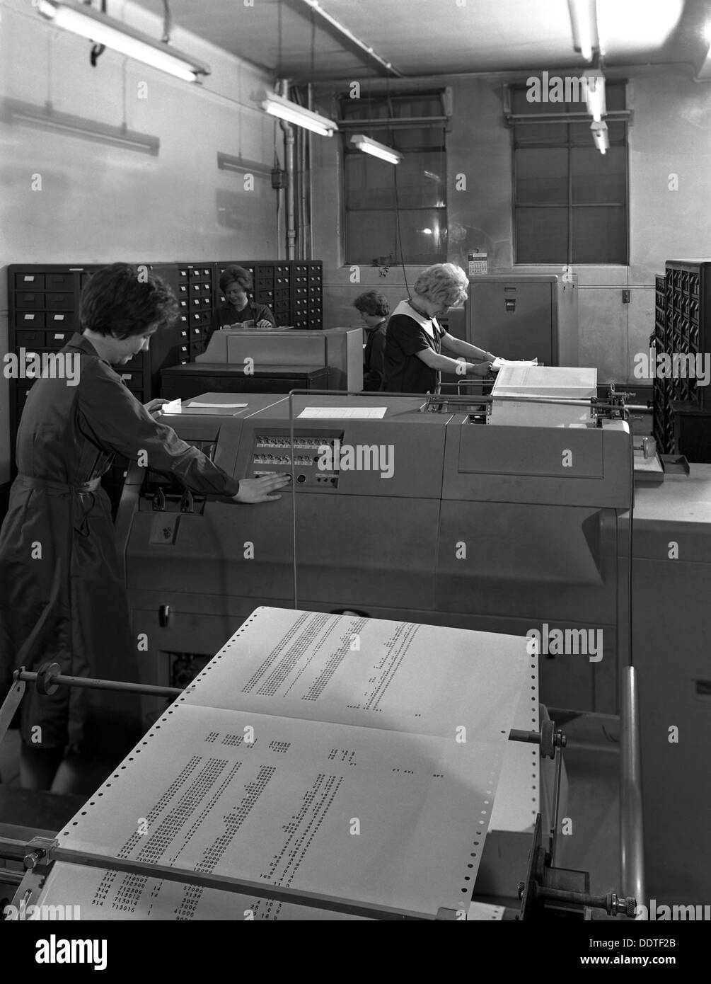 Hollerith data machine in an office at the Edgar Allen Steel Co, Sheffield, South Yorkshire, 1963. Artist: Michael Walters Stock Photo