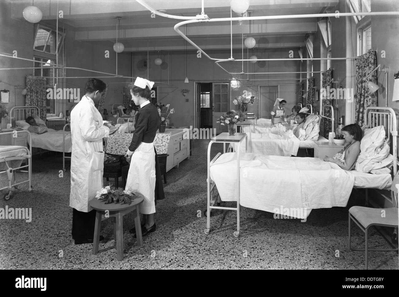 The female medical ward at the Montague Hospital, Mexborough, South Yorkshire, 1959.  Artist: Michael Walters Stock Photo