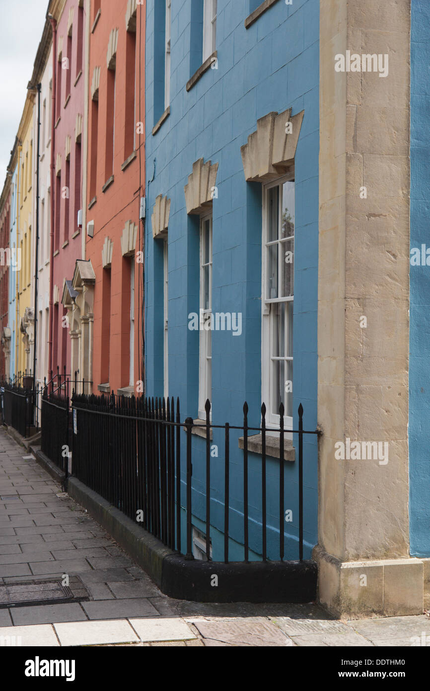 Colourful painted terrace of houses in Kingsdown Parade