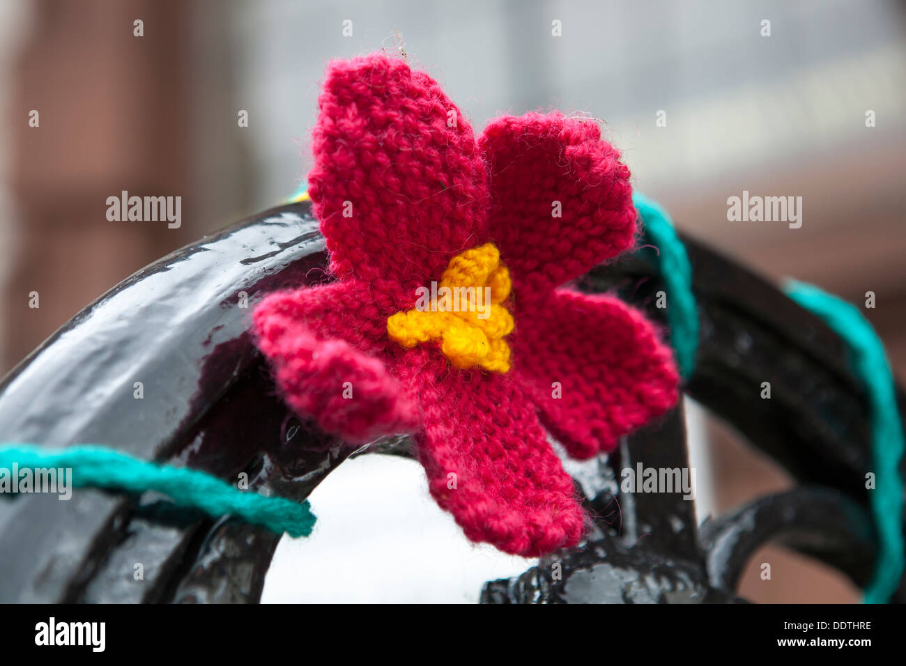 Examples of Yarn Bombing at the Kendal, MintFest, Cumbria, UK Stock