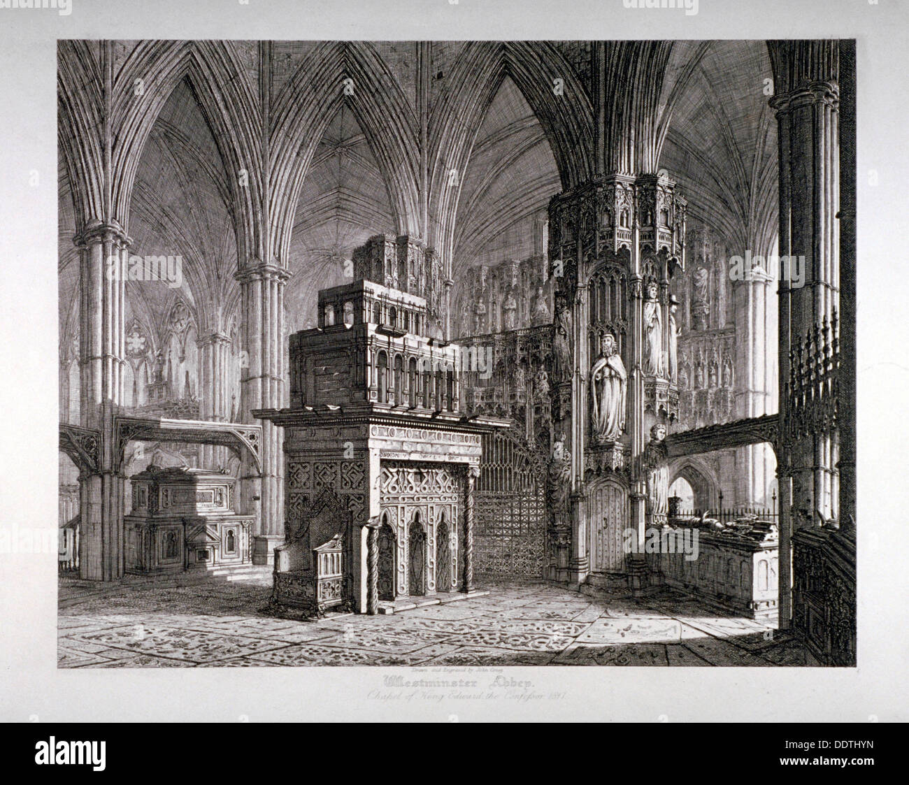 Interior of the Chapel of King Edward the Confessor, Westminster Abbey, London, c1817. Artist: John Coney Stock Photo