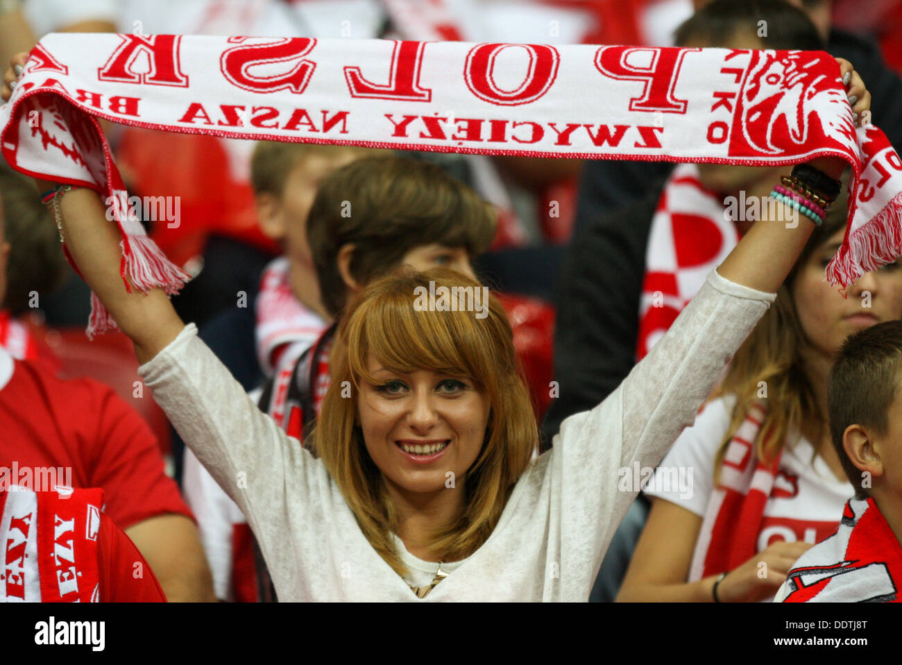 Sept. 6, 2013 - 06.09.2013, Warszawa, pilka nozna, eliminacje mistrzostw swiata 2014, fifa world cup qualifiers, Polska - Czarnogora, Poland - Montenegro, T-Mobile Ekstraklasa, Kibice reprezentacji Polski, fot. Tomasz Jastrzebowski / Foto Olimpik Stock Photo