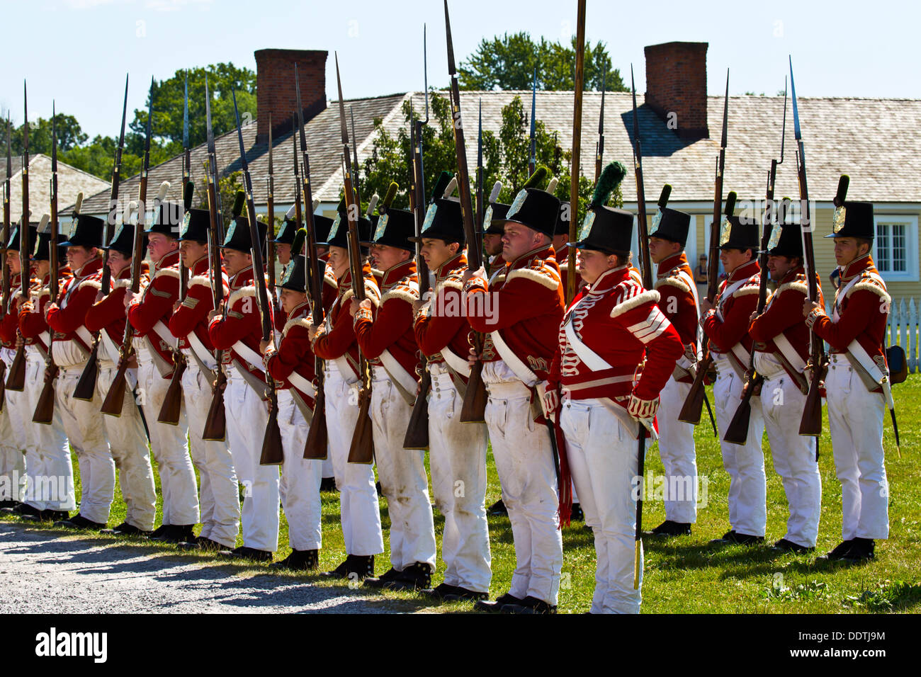 Re-enactment of War of 1812 Fort George Niagara on the Lake Ontario Canada Infantry on parade Stock Photo