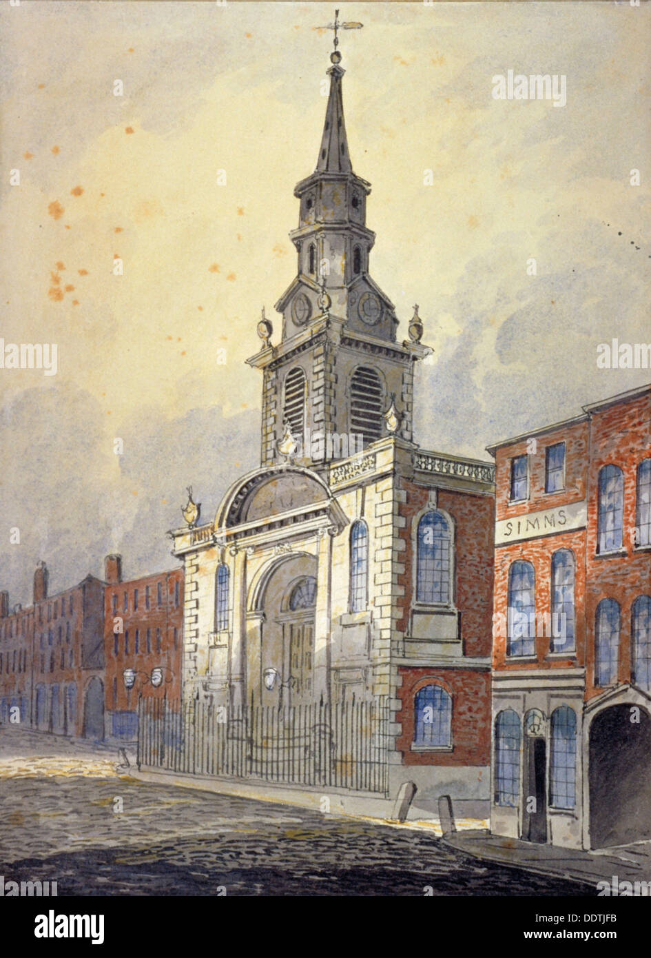 St George's Church, Borough High Street, Southwark, London, c1815.      Artist: William Pearson Stock Photo