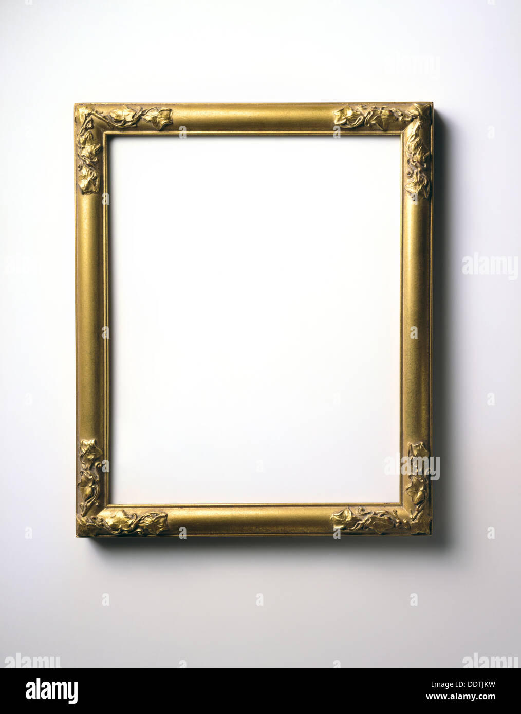 Gold Frame on White wall with no reflection Stock Photo Alamy