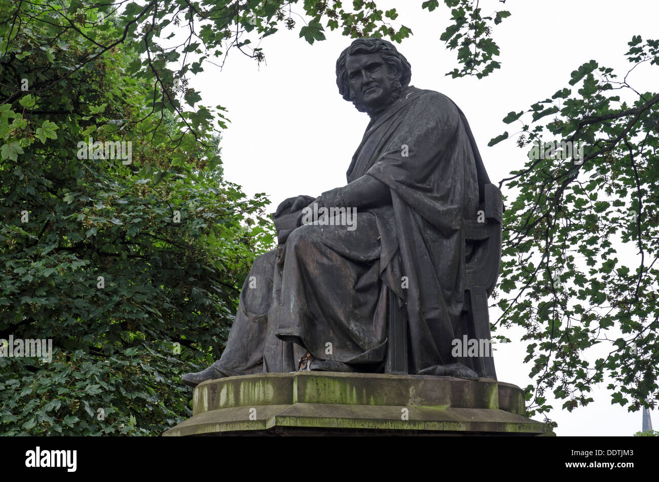 Memorial to  Sir James Young Simpson, 1st Baronet (7 June 1811 – 6 May 1870) in Princes Street Gardens, Edinburgh. Stock Photo