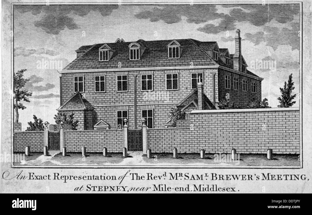 View of Stepney Meeting House, Stepney, London, 1783.              Artist: Anon Stock Photo