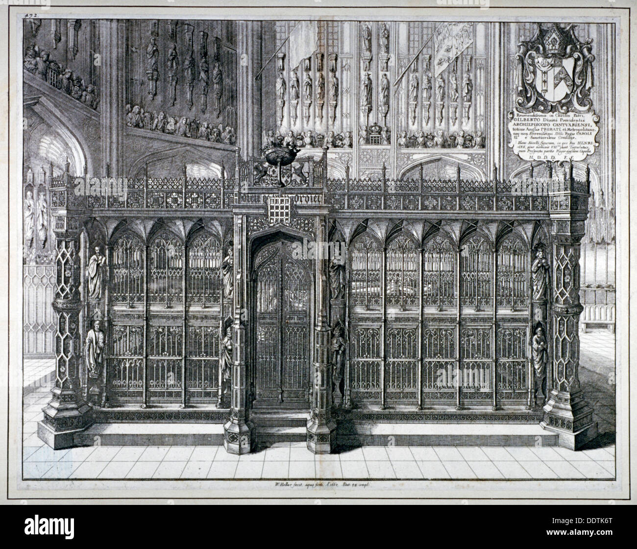 Monument to Henry VII and Queen Elizabeth in the king's chapel, Westminster Abbey, London, 1665. Artist: Wenceslaus Hollar Stock Photo