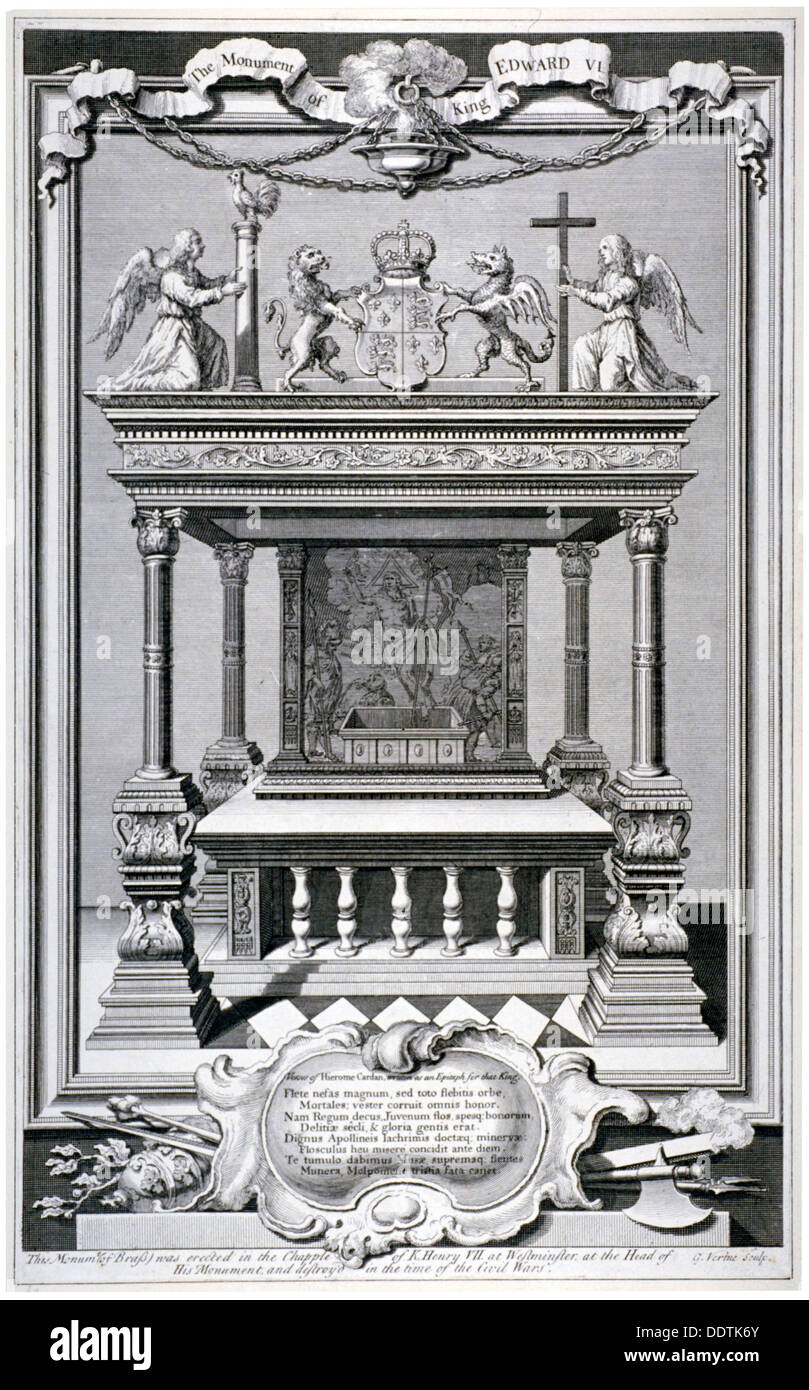 Monument to King Edward VI, Chapel of Henry VII, Westminster Abbey, London, c1740. Artist: George Vertue Stock Photo
