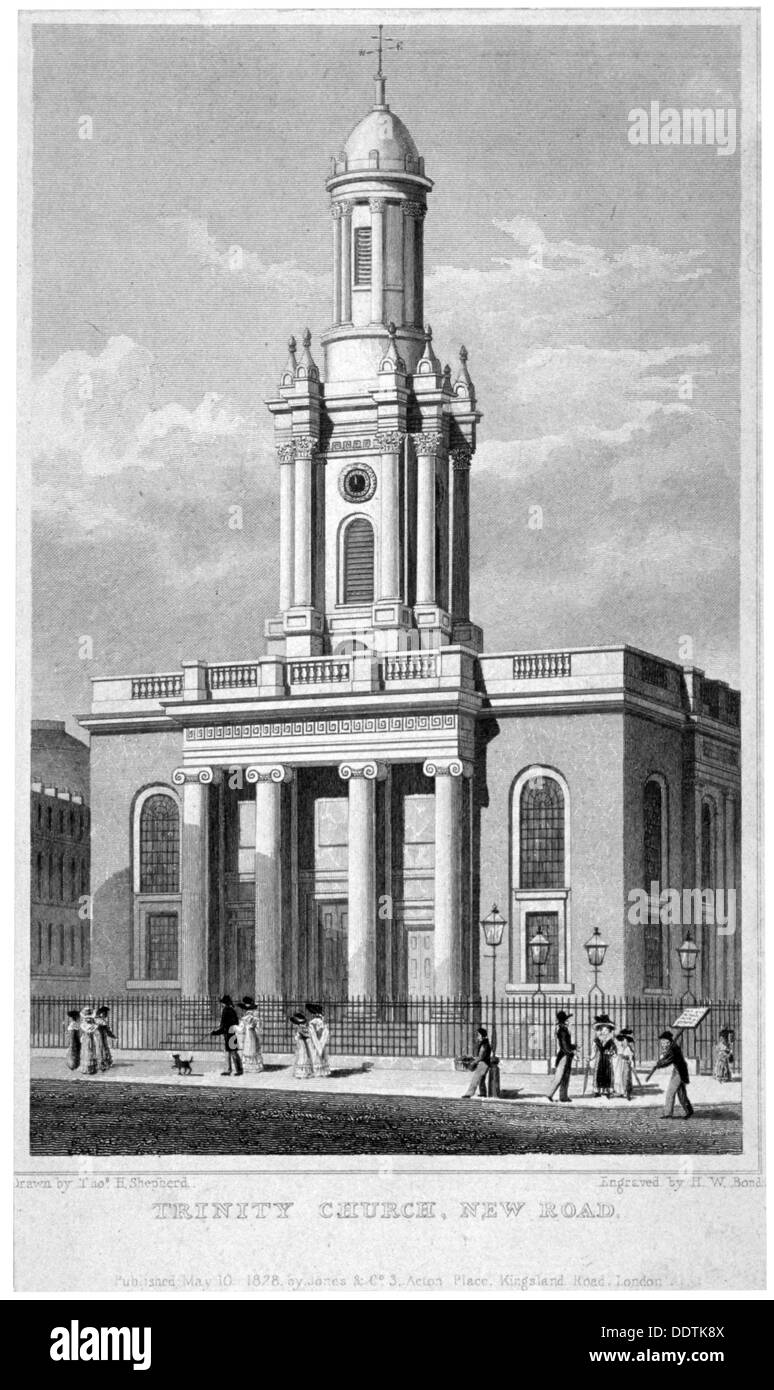 Trinity Church, Euston Road, St Pancras, London, 1828. Artist: Thomas Hosmer Shepherd Stock Photo