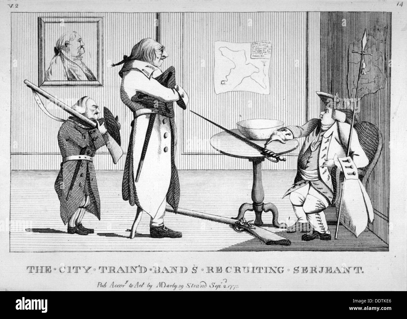 'The City train'd bands recruiting serjeant', 1773. Artist: Anon Stock Photo