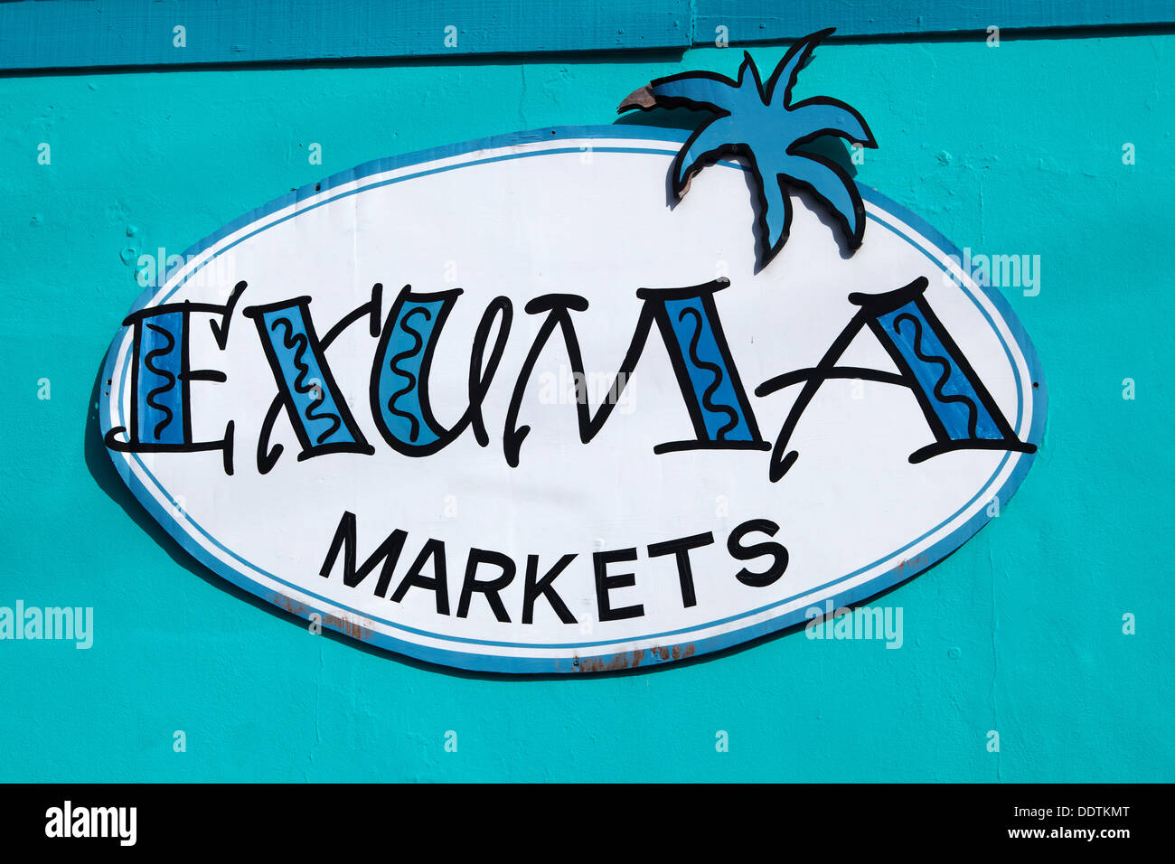 Exuma Markets sign, Exuma, Bahamas Stock Photo