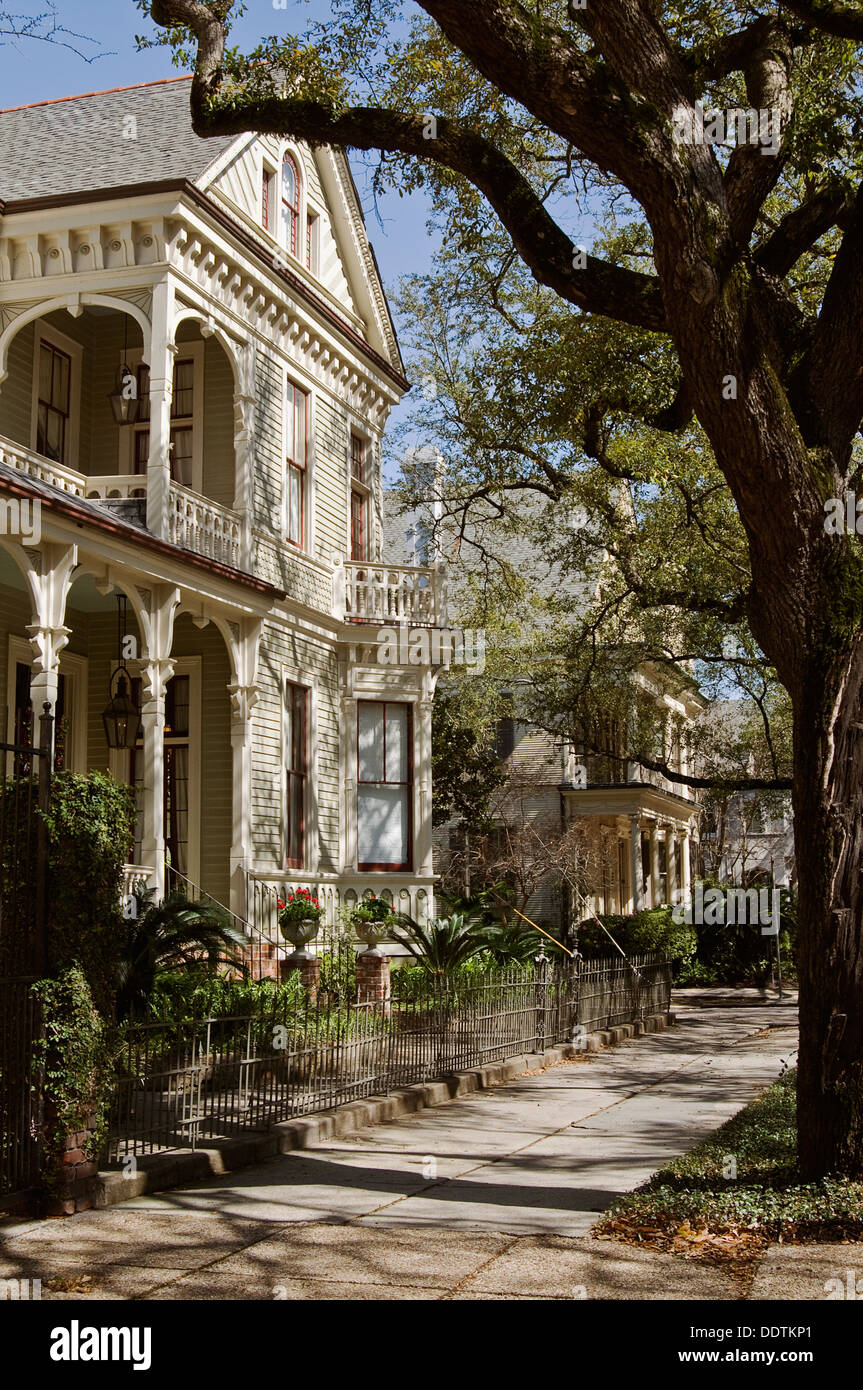 Houses in the garden district of New Orleans. Stock Photo