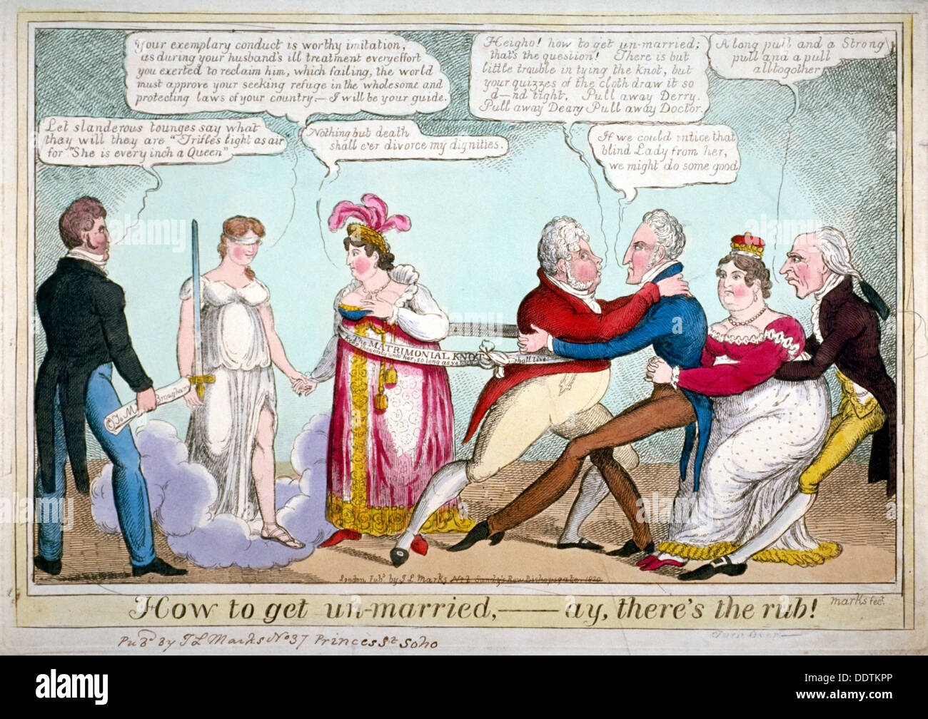 'How to get un-married, ay, there's the rub!', 1820. Artist: JL Marks Stock Photo