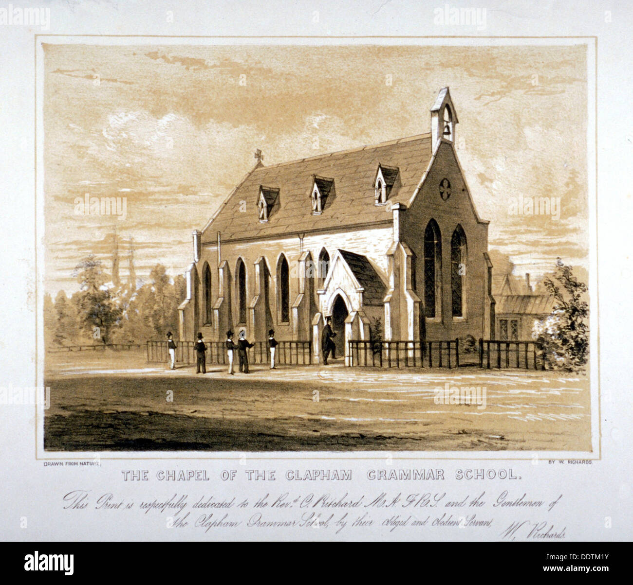 'The Chapel of the Clapham Grammar School', London, c1850. Artist: Anon Stock Photo