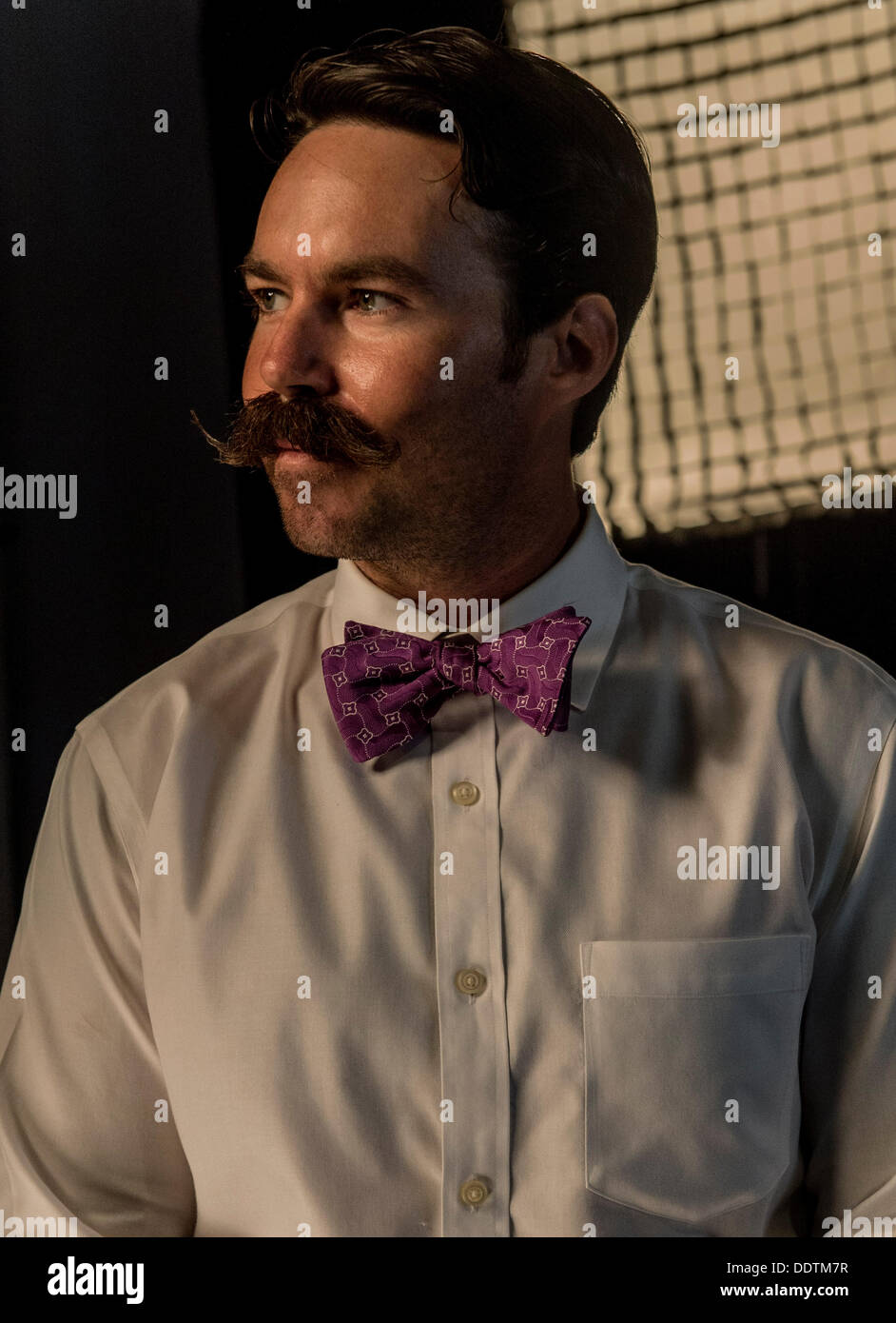 New Orleans, Louisiana, USA. 06th Sep, 2013. ROSS STEIDEL, who competes in  the Hungarian moustache category, poses for a formal portrait at the 4th  Annual Beard Team USA National Beard and Moustache