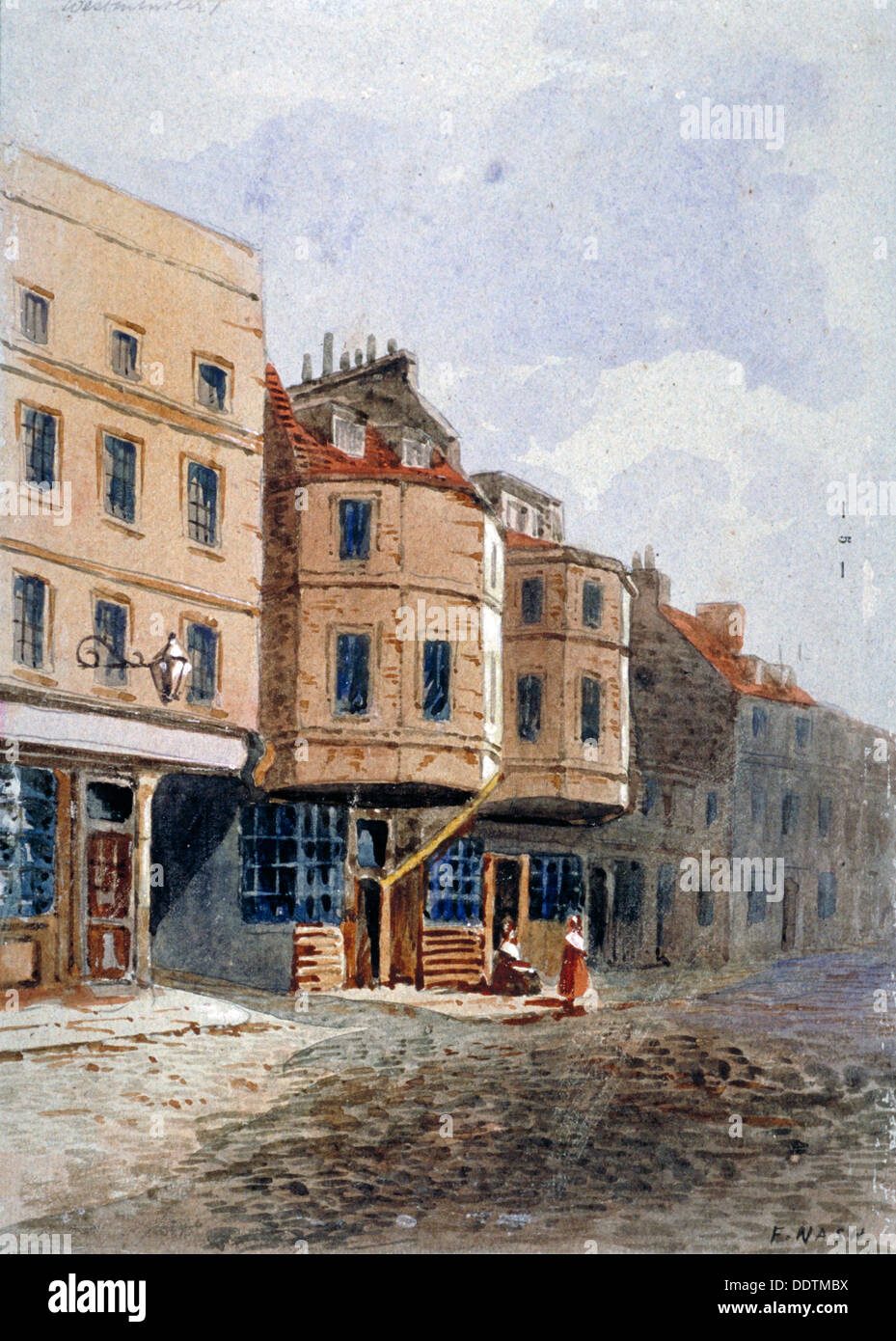 View of Oliver Cromwell's house, Clements Lane, Westminster, London, c1840. Artist: Frederick Nash Stock Photo