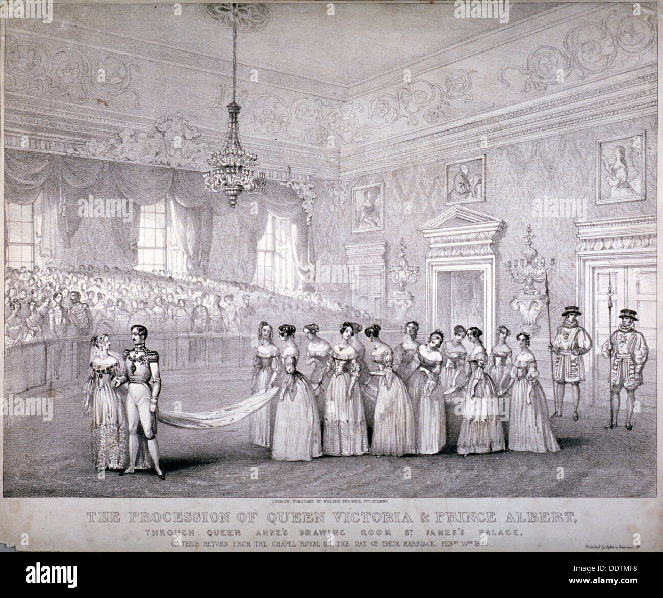 Wedding of Queen Victoria and Prince Albert, St James's Palace, Westminster, London, 1840. Artist: Louis Maria Lefevre Stock Photo