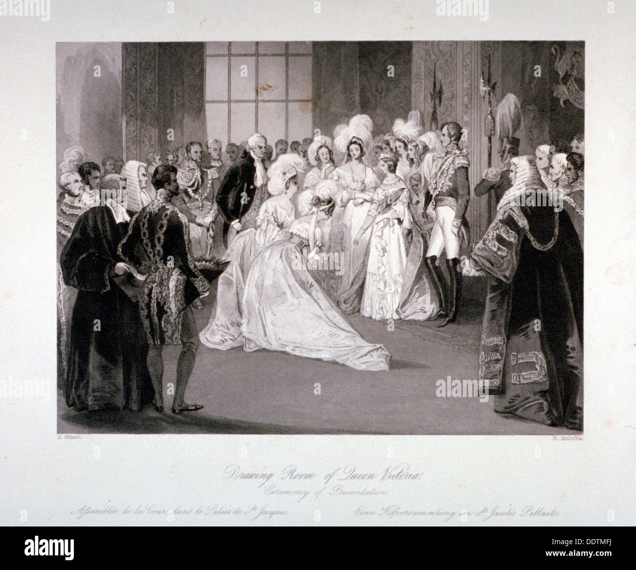 Presentation ceremony in St James's Palace, Westmister, London, c1840. Artist: Harden Sidney Melville Stock Photo