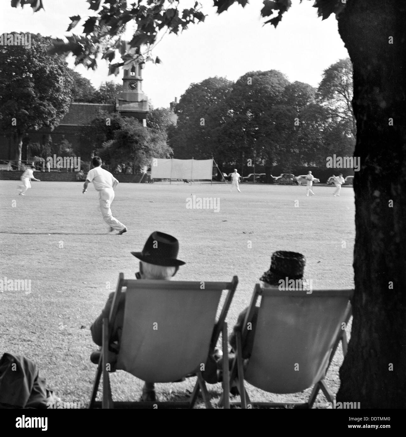 Cricket match on Kew Green, Greater London, 1962-1964. Artist: John Gay Stock Photo