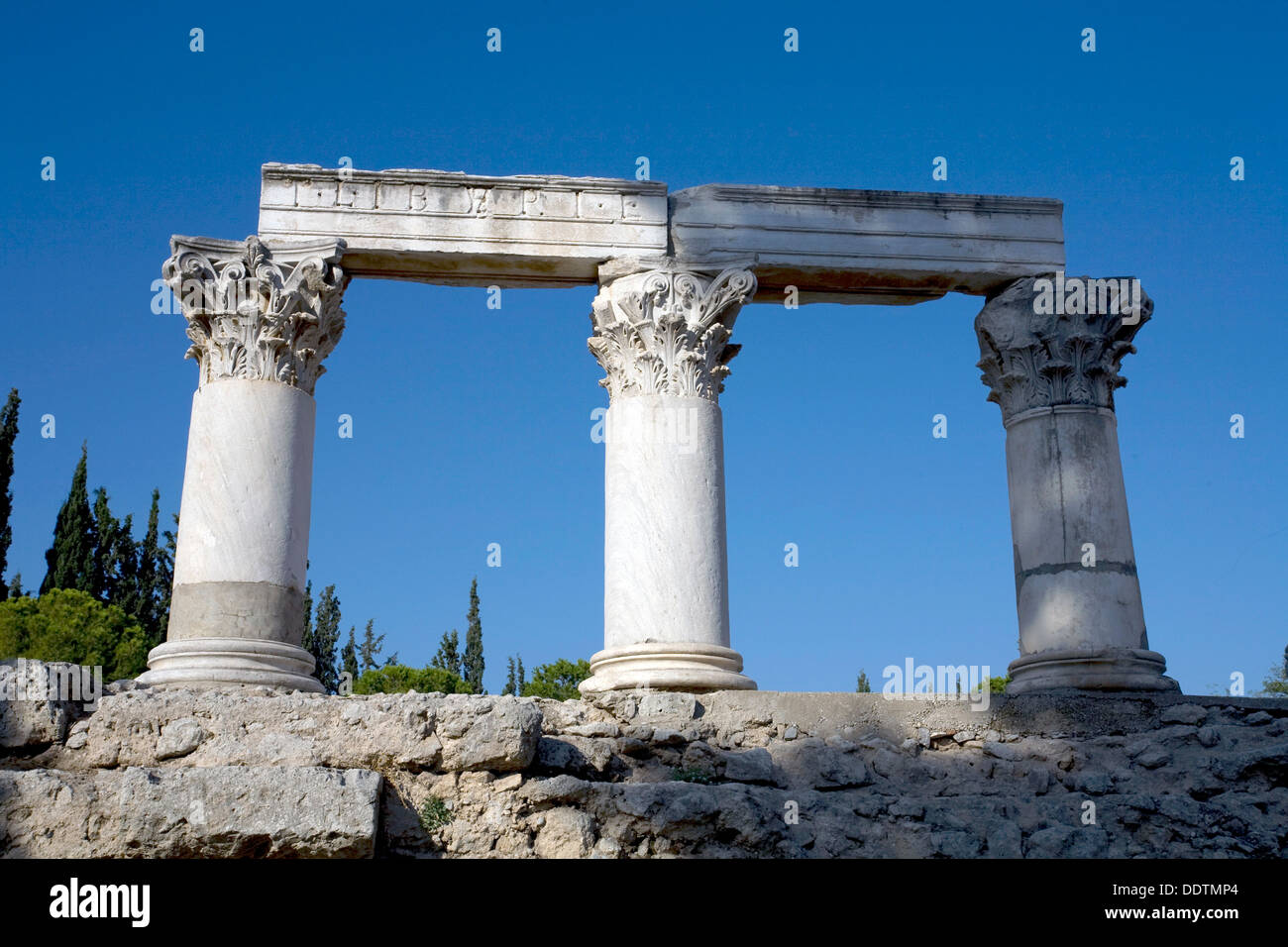 The Temple of Octavia (Temple E) at Corinth, Greece. Artist: Samuel Magal Stock Photo
