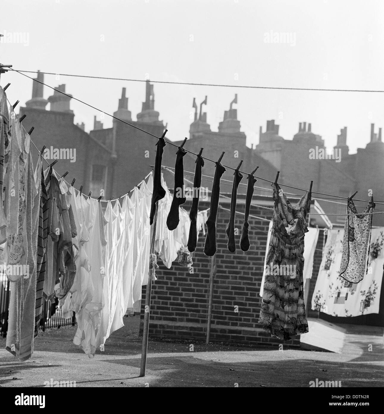 Laundry and chimneys, London, 1960-1965. Artist: John Gay Stock Photo