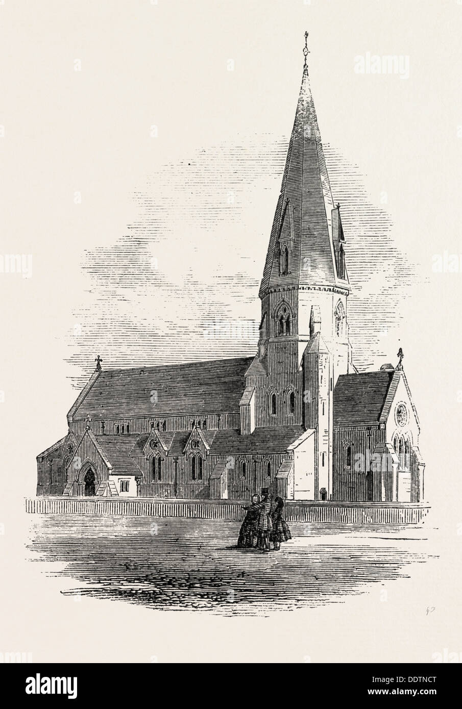 ST. MICHAEL'S CHURCH, LEAFIELD, OXFORDSHIRE, UK, 1860 engraving Stock Photo
