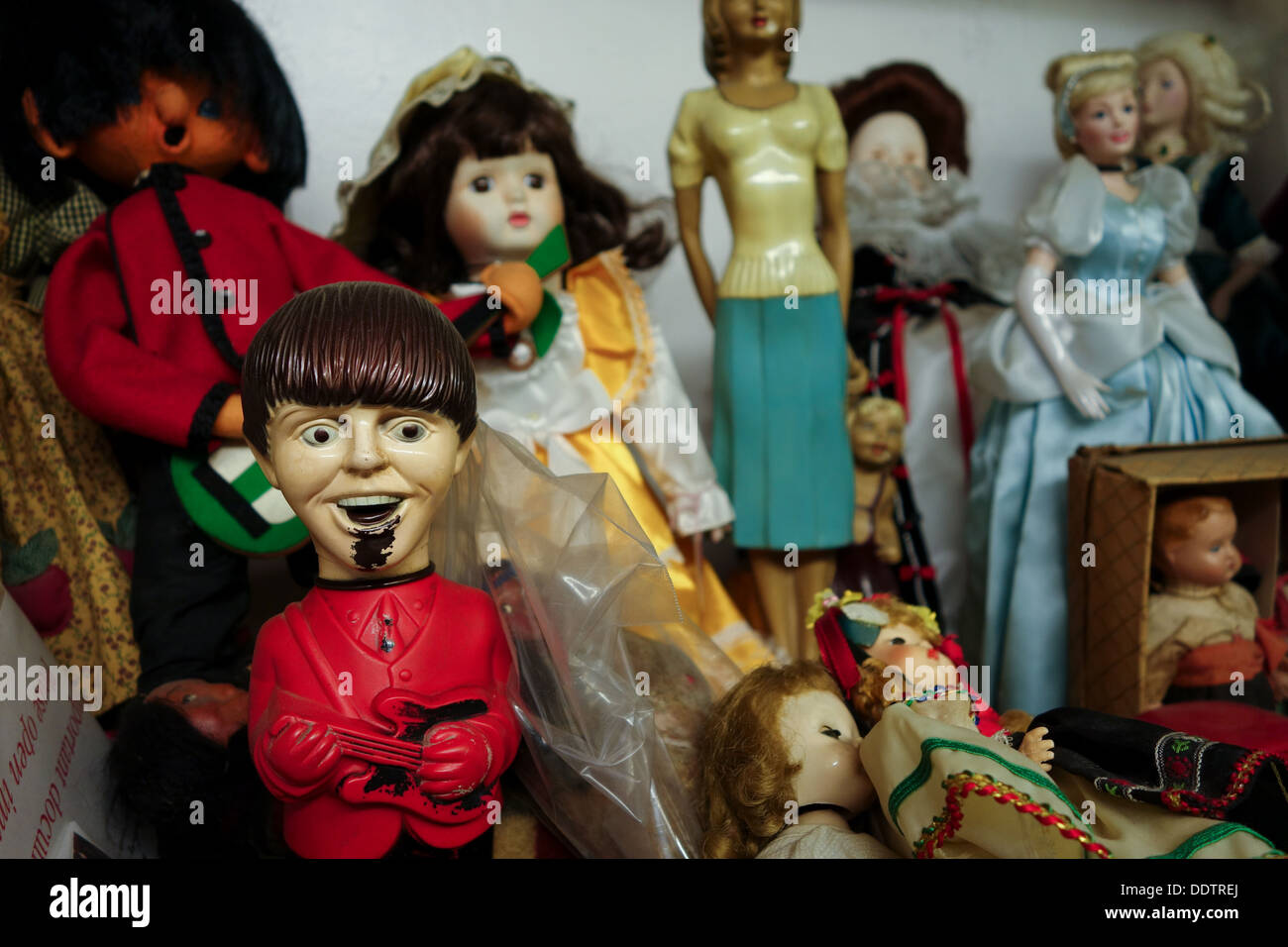 A Beatles Doll among many others in a Pittsburgh Antique Shop Stock Photo