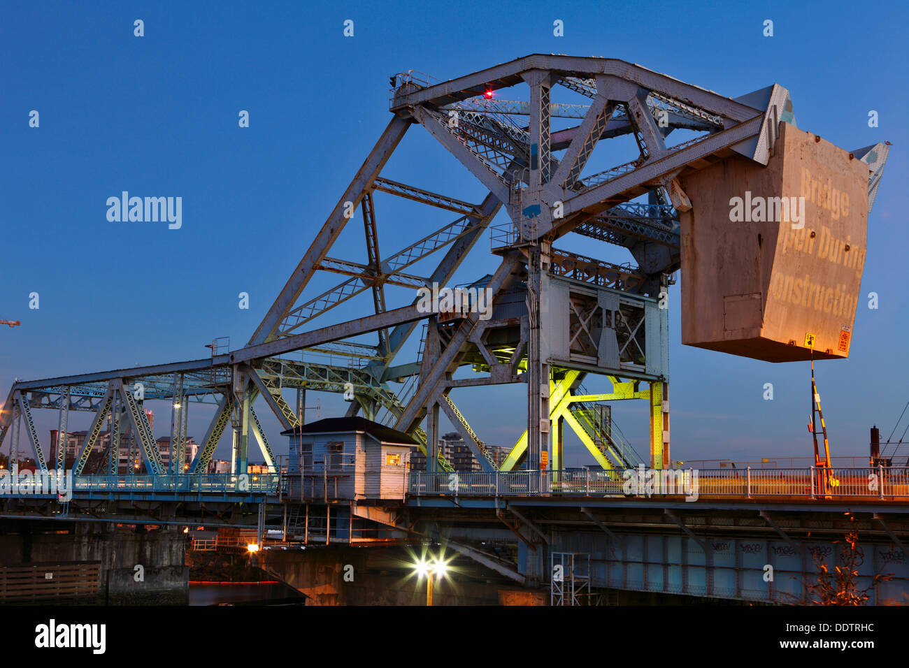 Johnson Street bridge at dawn-Victoria, British Columbia, Canada. Stock Photo