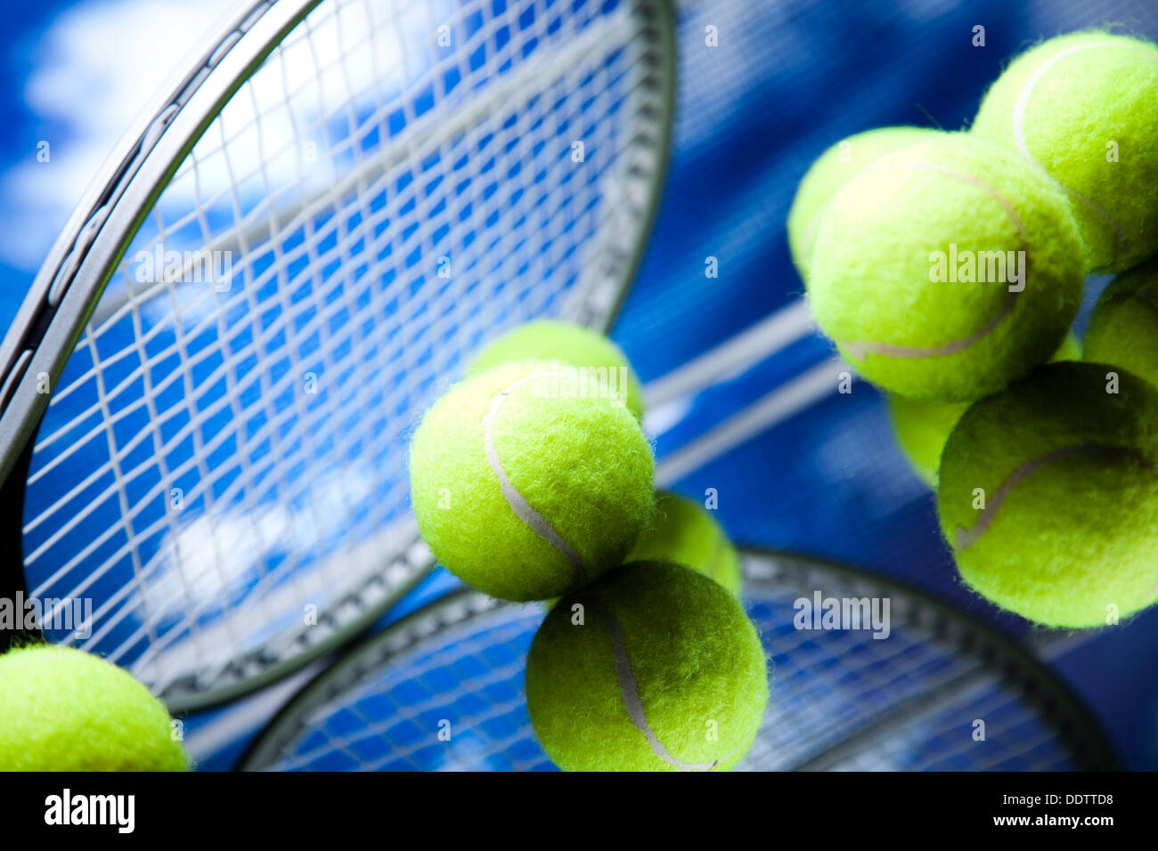 Sport, Tennis racket and balls Stock Photo Alamy