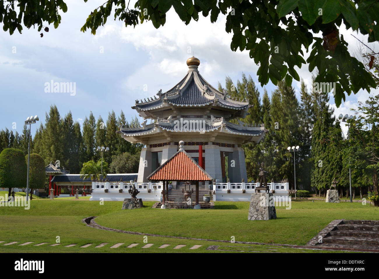 Pagoda at Three Kingdoms Theme Park Chinese Pagodas and gardens Pattaya Stock Photo