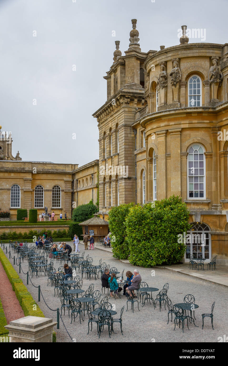 Outdoor seating at the Water Terrace Cafe at Blenheim Palace in