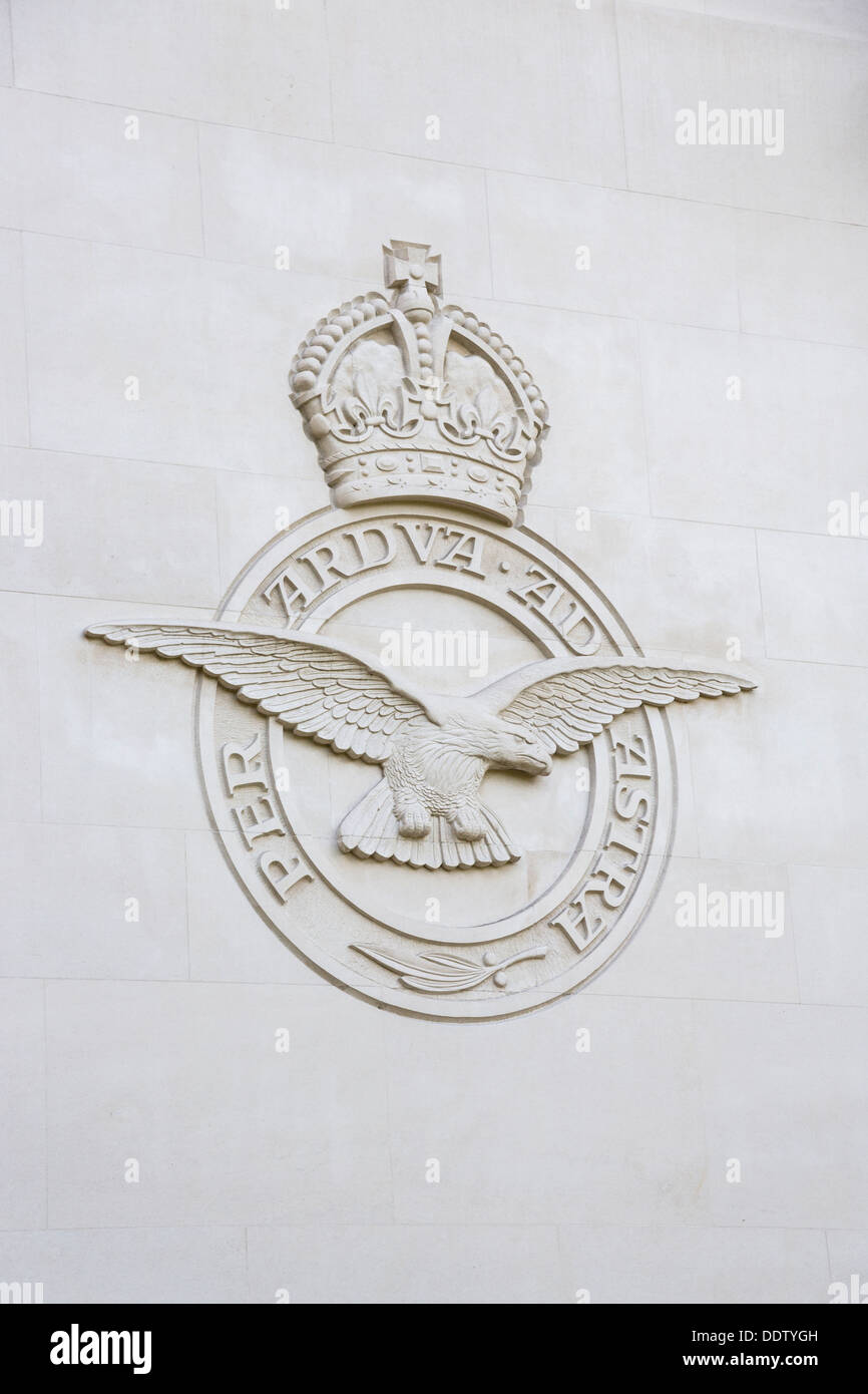 RAF Bomber Command Memorial, Green Park, London, England - inscription 'Per Ardua Ad Astra' Stock Photo