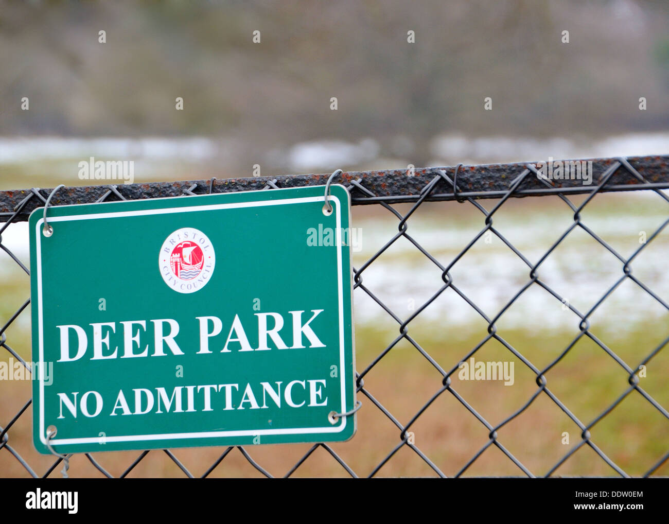 Deer Park No Admittance Sign, Ashton Court Bristol England UK Stock