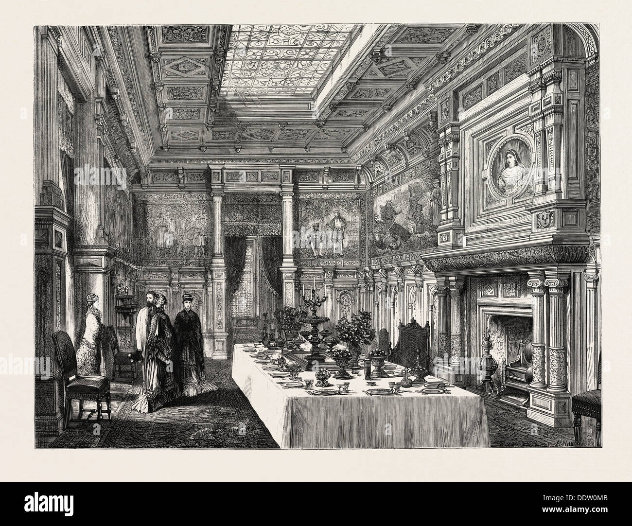 THE PARIS EXHITITION - THE DINING ROOM IN THE PRINCE OF WALES'S PAVILION, FRANCE Stock Photo