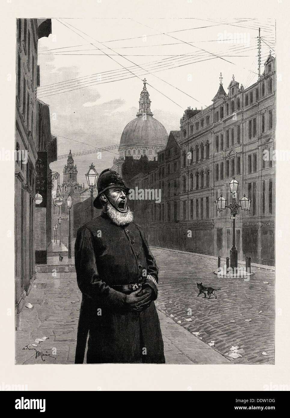 SUNDAY IN LONDON, engraving 1884, UK, britain, british, europe, united kingdom, great britain, european Stock Photo