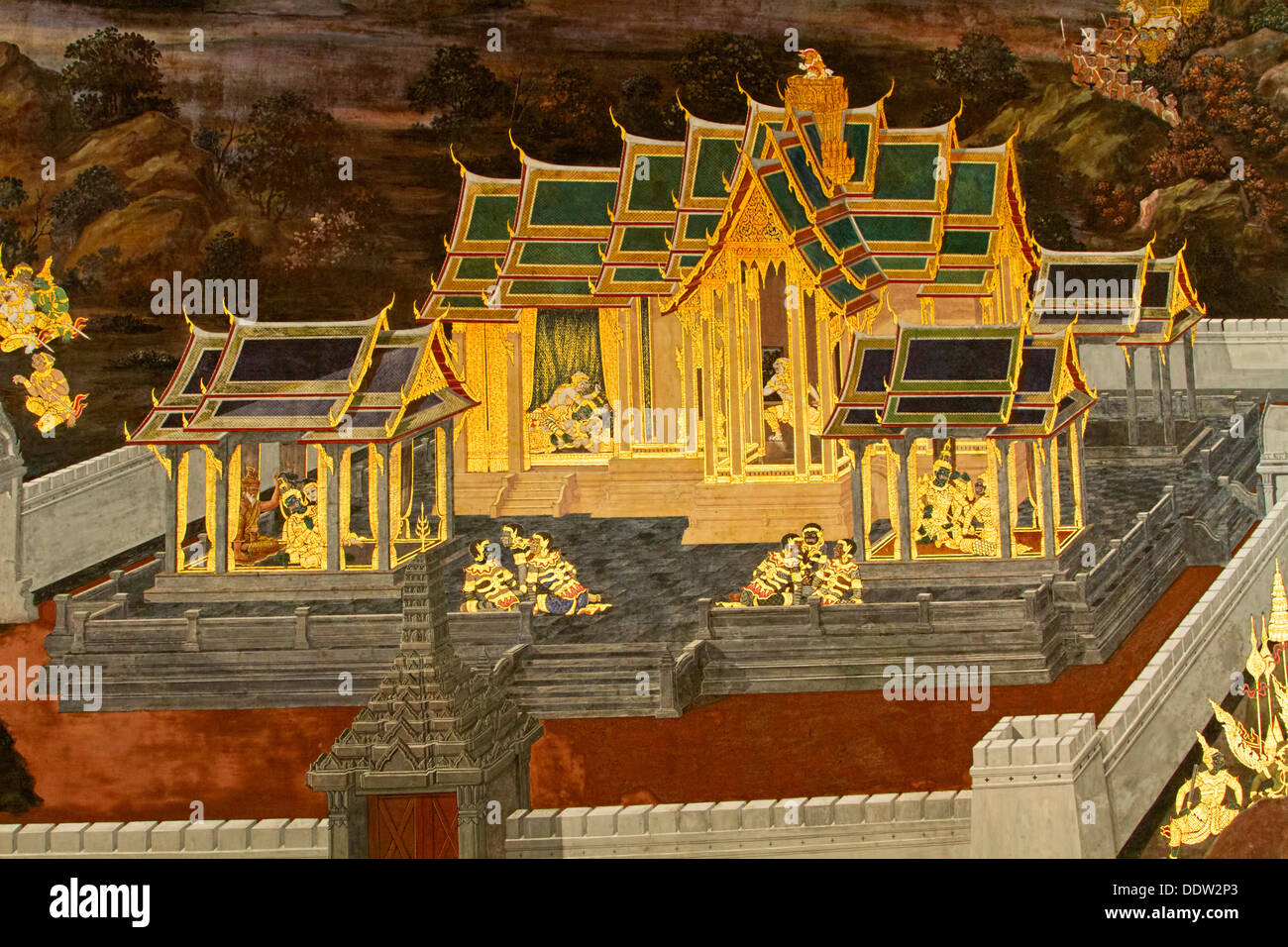 Detail From The Ancient Ramayana Wall Mural In The King Of